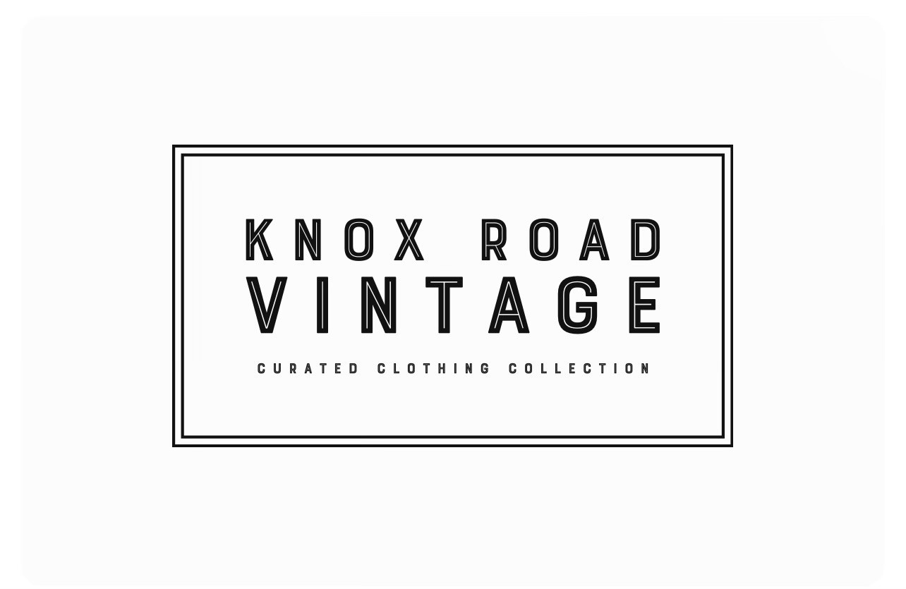 A black and white logo of knox road vintage.